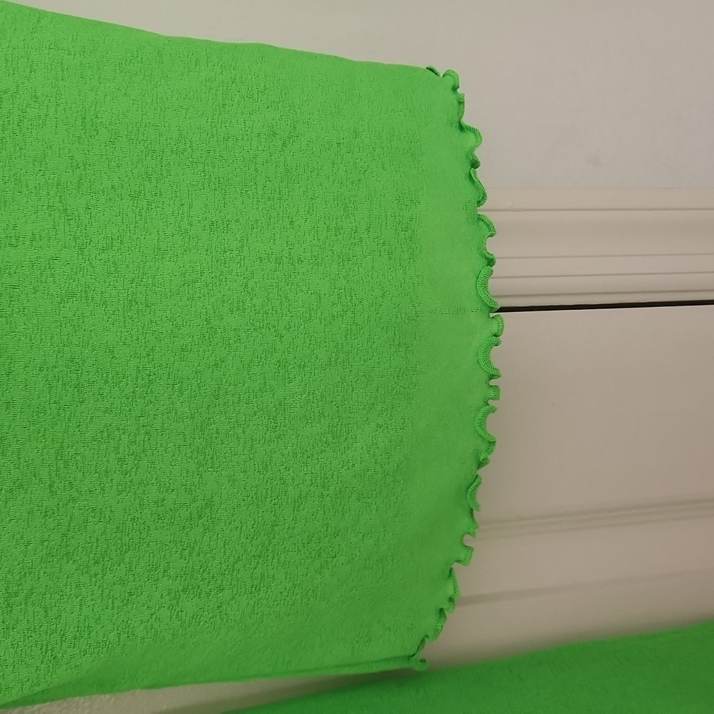 Topshop Lime Green Chiffon Long Sleeved Stretchy Soft Top. Sz 6 - Picture 2 of 6